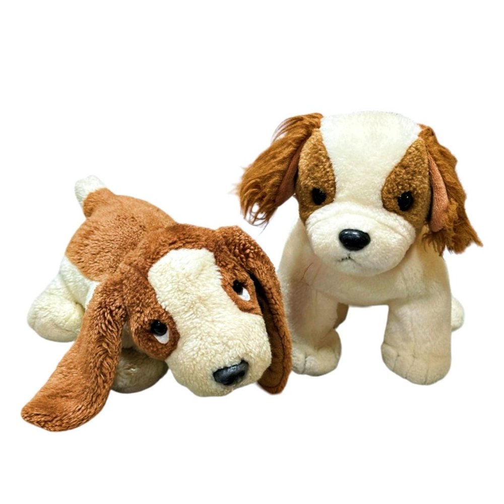 Vintage Ty Beanie Buddies Dog Plushies TRACKER Basset Hound and REGAL Spaniel